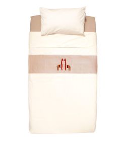 Anin Namibia Bettwäsche Giraffenpaar cremefarben aus Baumwolle, handbestickt, 155 x 220 cm