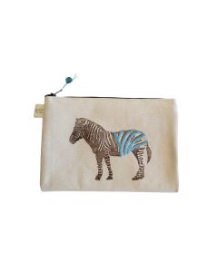 Anin Namibia kleine Tasche aus Baumwolle, Zebra blau, 15 x 22 cm
