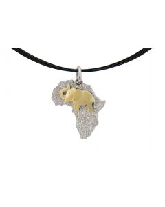 Sterling Silber Anhänger Afrika mit Elefant und 9 Karat Gelbgold