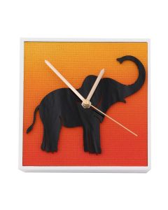 Uhr Elefant Schwarz, 16,5cm x 16,5cm