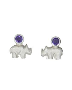 Sterling Silber Ohrstecker Nashorn mit Amethyst