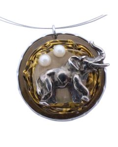 Kaffeekapselschmuck Elefant Braun & Gold
