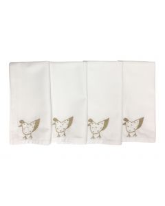 Anin Namibia Stoffservietten 4er Set Perlhuhn Weiss 45 x 45 cm