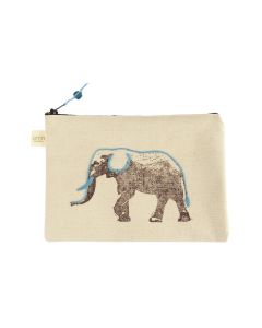 Anin Namibia kleine Tasche aus Baumwolle, Elefant Blau, 15 x 22 cm