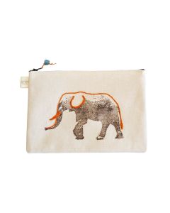 Anin Namibia kleine Tasche aus Baumwolle, Elefant Orange, 15 x 22 cm