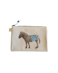 Anin Namibia kleine Tasche aus Baumwolle, Zebra blau, 15 x 22 cm