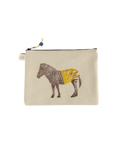 Anin Namibia kleine Tasche aus Baumwolle, Zebra gelb, 15 x 22 cm